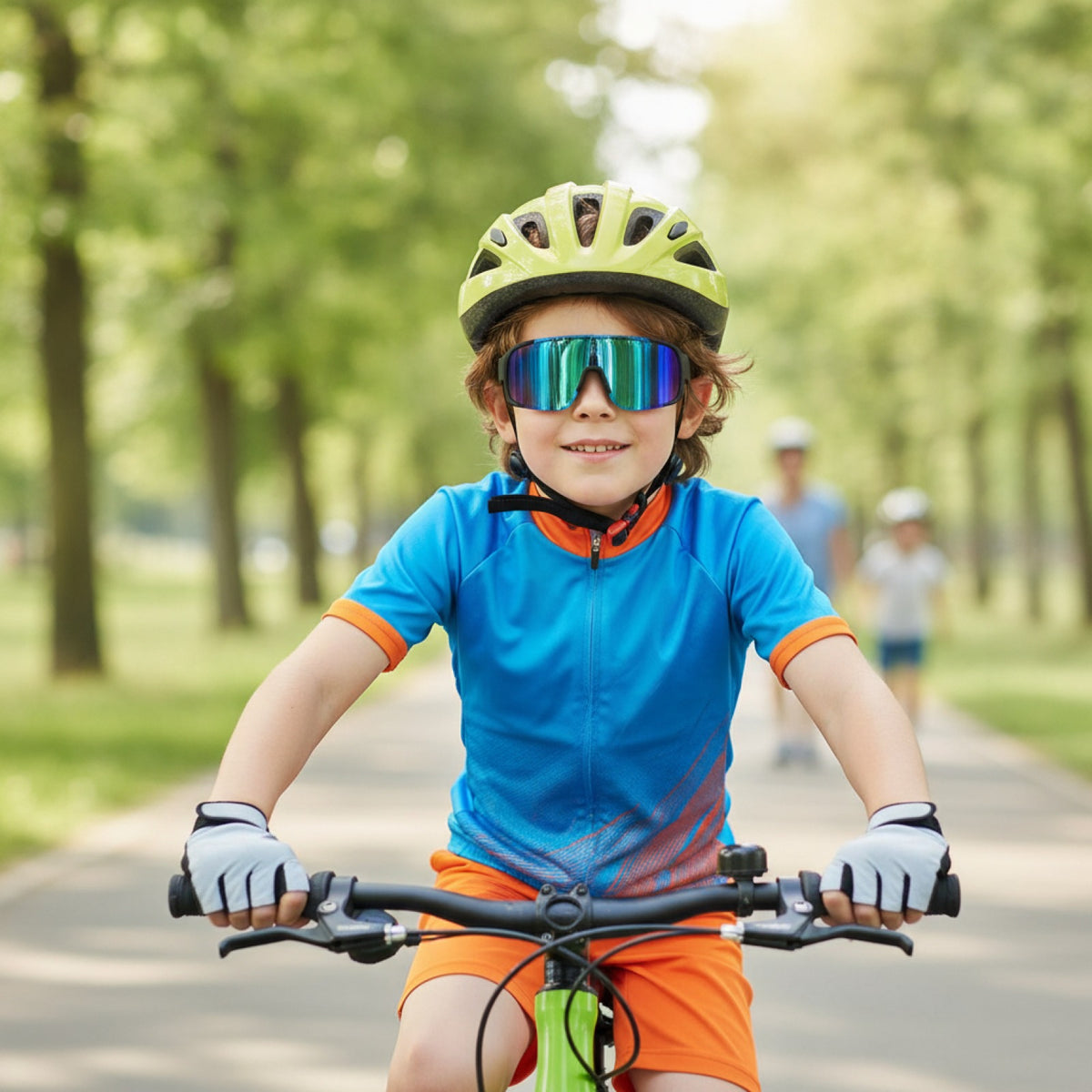 Lunettes de Soleil Cyclisme Enfant - Noir et Bleu