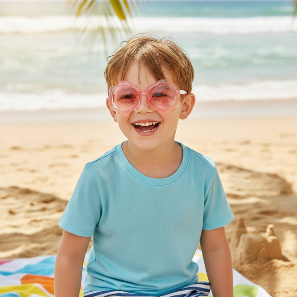 Lunettes de soleil carrées enfant UV - Rose