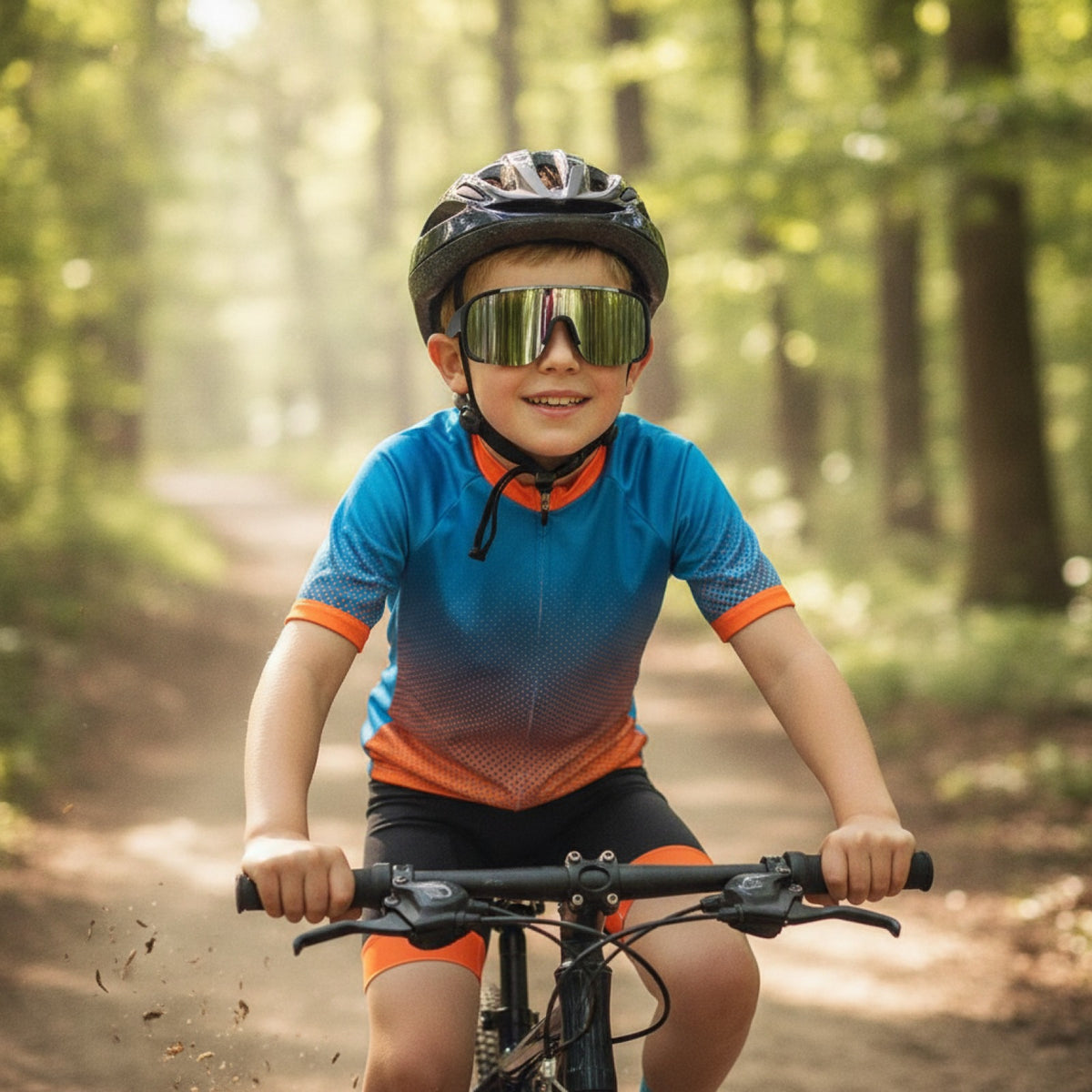 Lunettes de Soleil Cyclisme Enfant - Noir Argenté