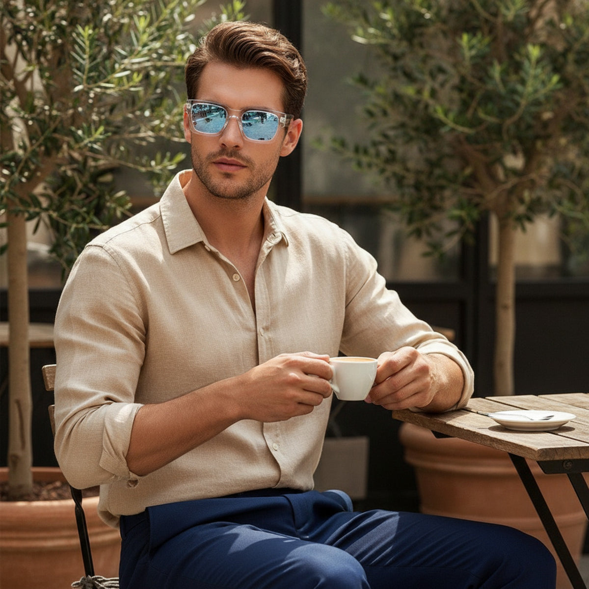 Lunettes De Soleil Rectangulaires Polarisées En Acétate, Style Et Luxueux