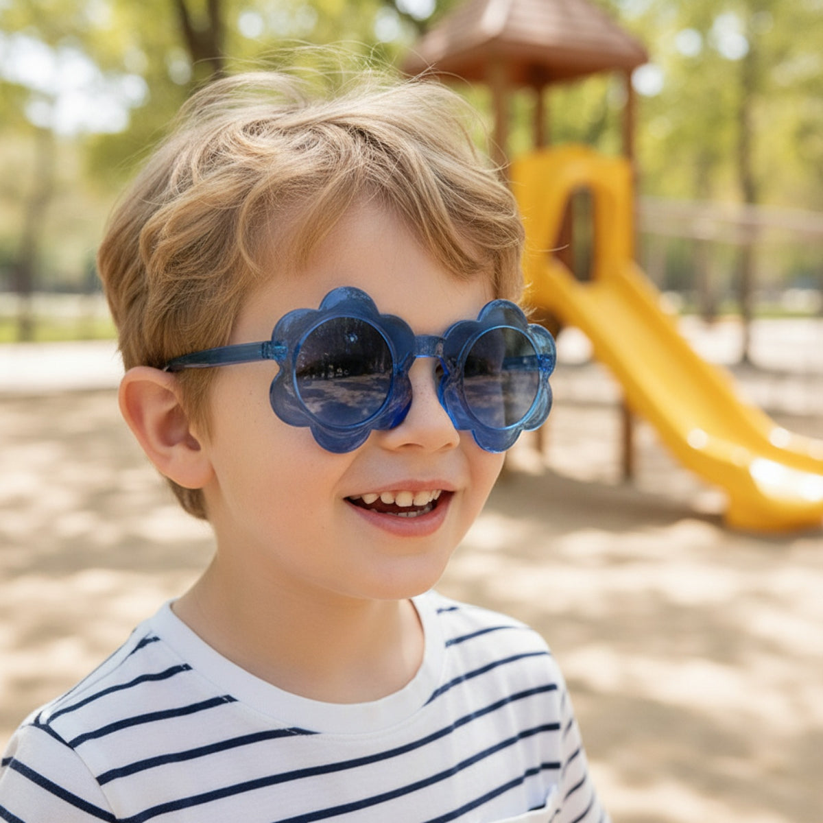 Lunettes de soleil carrées tendance pour enfant - Bleu - Protection UV