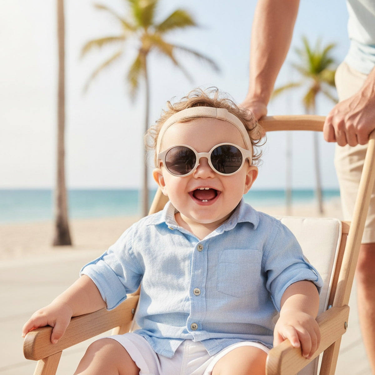 Lunettes de Soleil Bébé Polarisées Beige - Protection UV (0-24 mois)