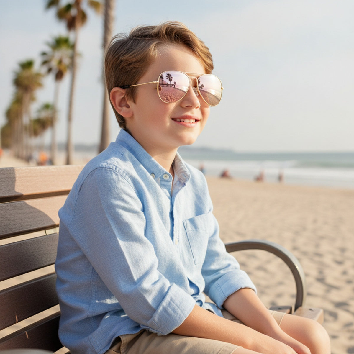 Lunettes de Soleil Enfant Pilote Or Rose Polarisées