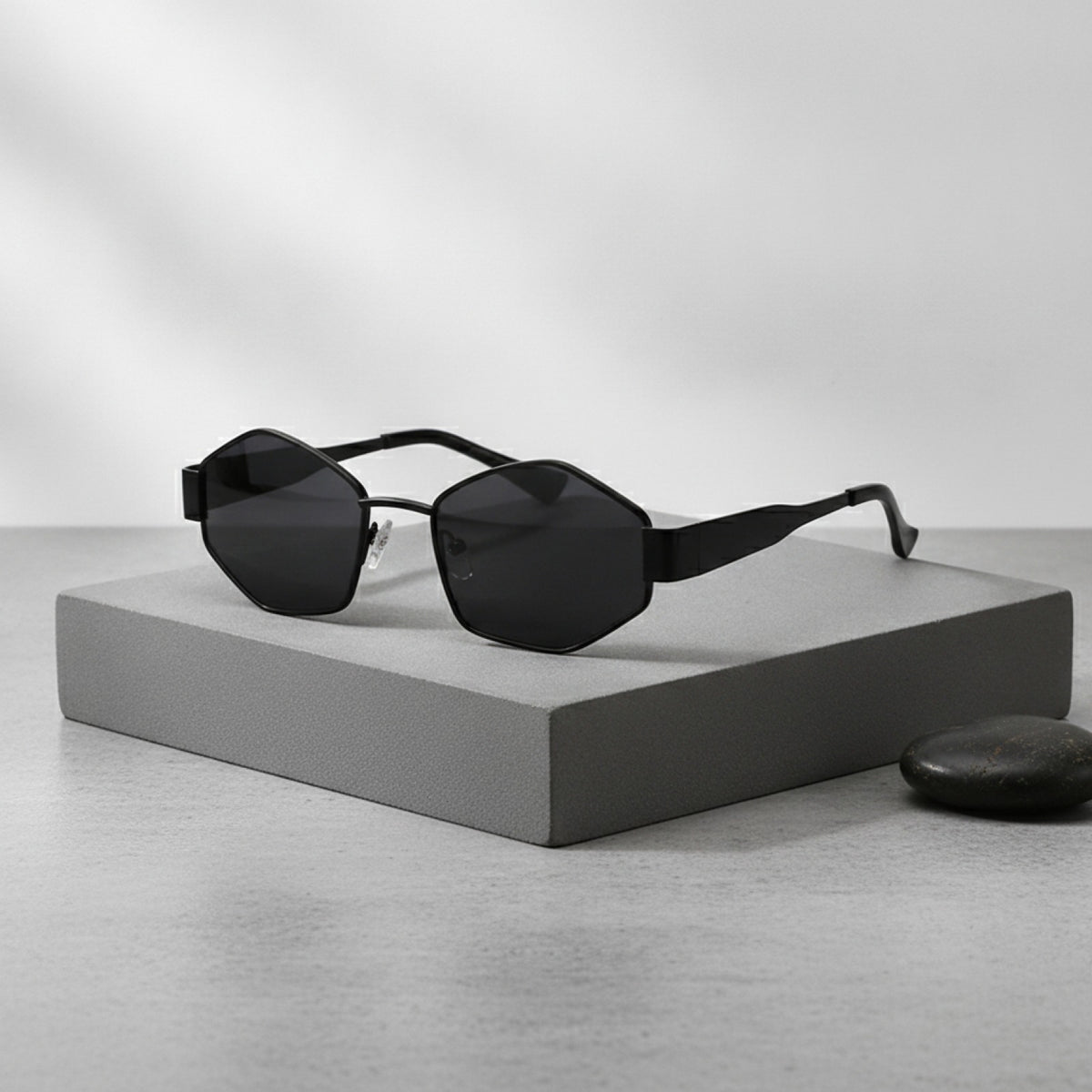 Lunettes De Soleil Hexagonales Métalliques - Noir