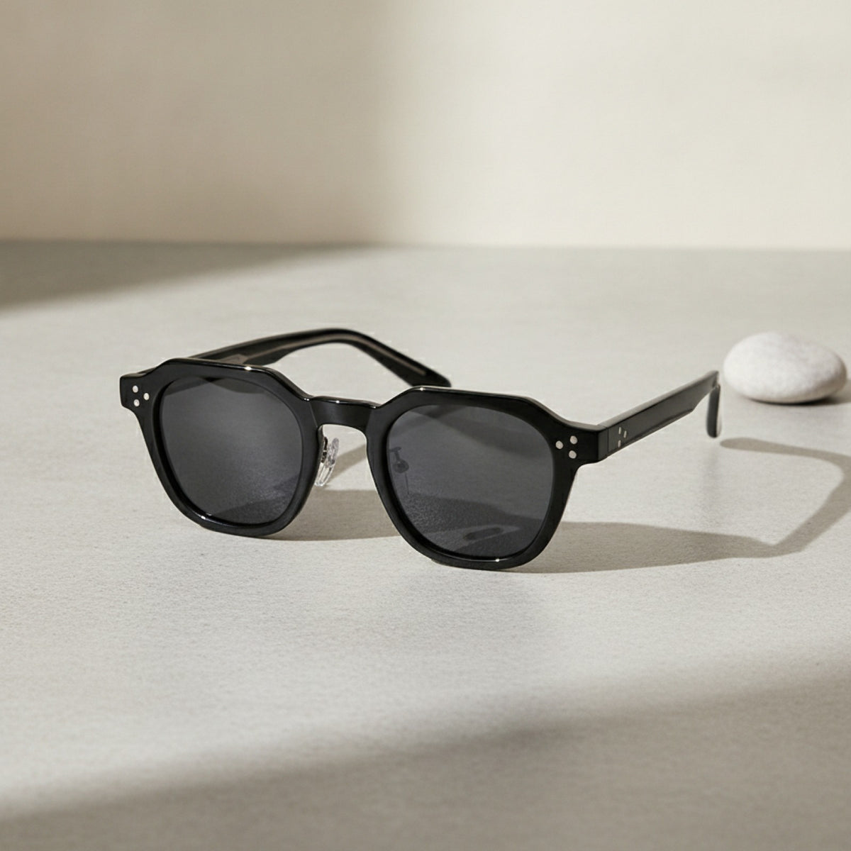Lunettes De Soleil Classiques Arrondie - Noir