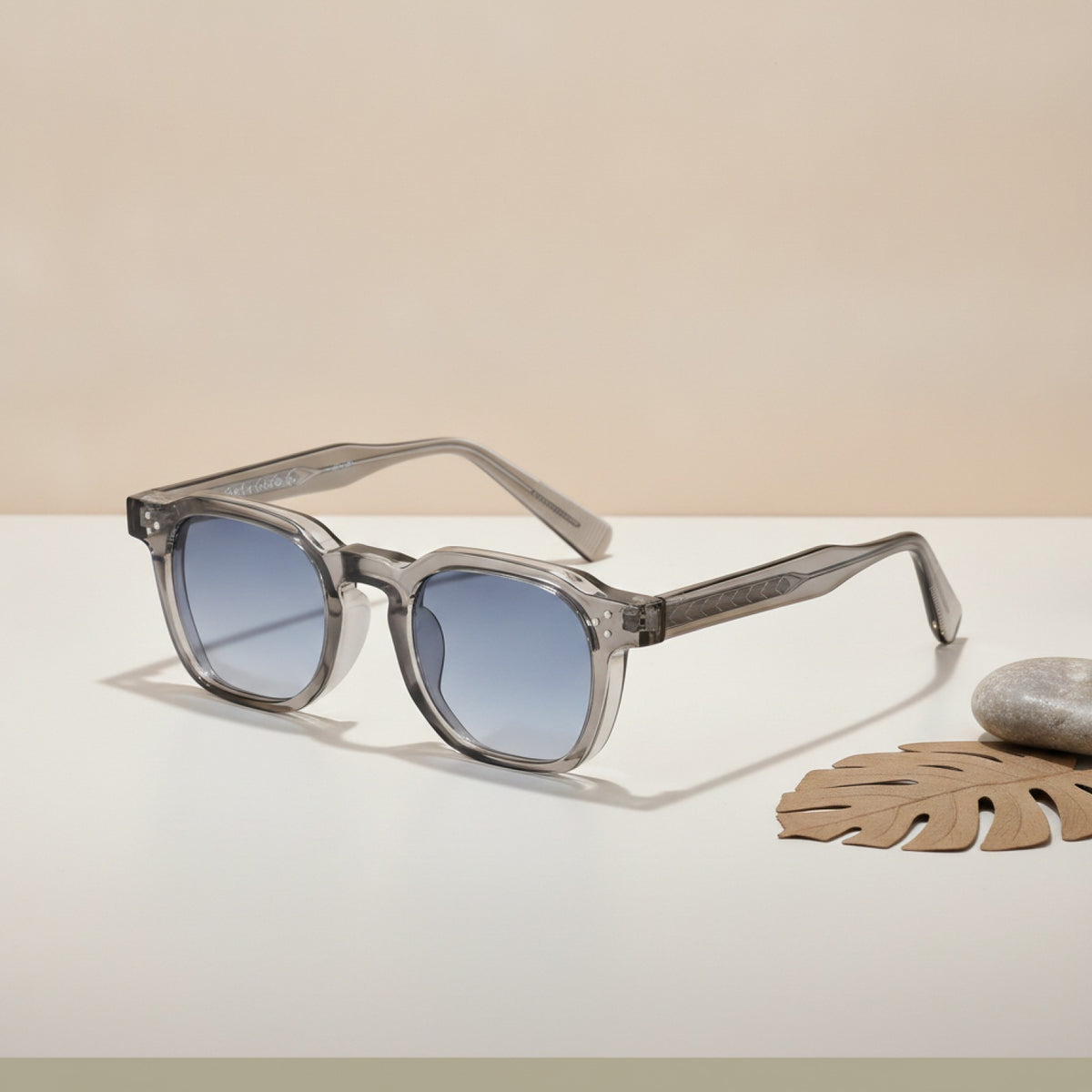 Lunettes de Soleil Carrées Rétro - Noir Transparent