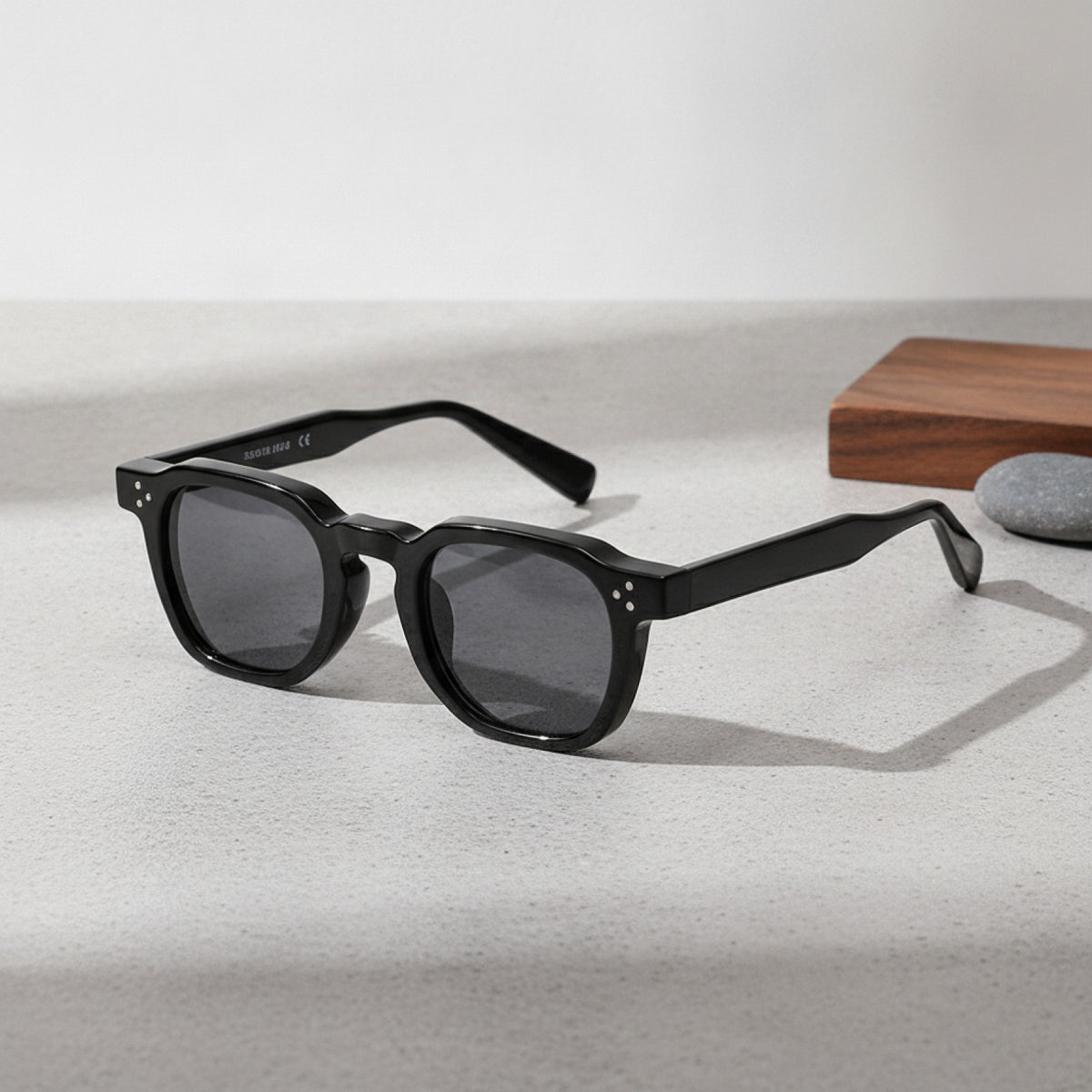 Lunettes De Soleil Carrées - Noir Et Gris