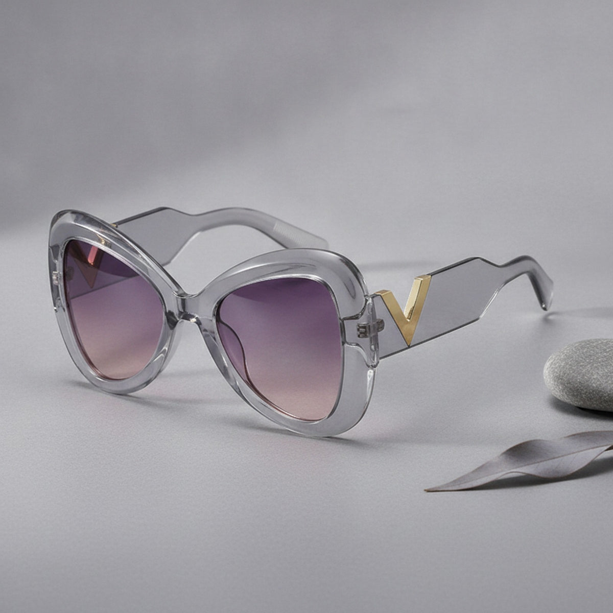 Lunettes De Soleil Papillon Œil de Chat - Gris Violet