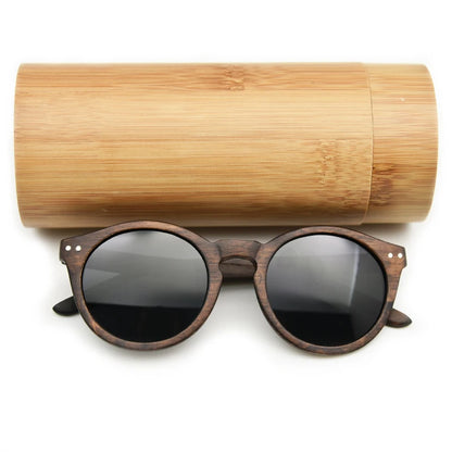 Lunettes De Soleil Vintage Rondes Œil De Chat En Bois - Mixe, Verres Polarisés