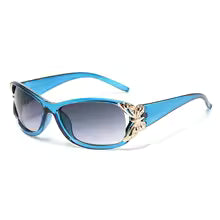 Lunettes De Soleil Papillon Irisées Bleu - Tendance - Protection Anti-éblouissement