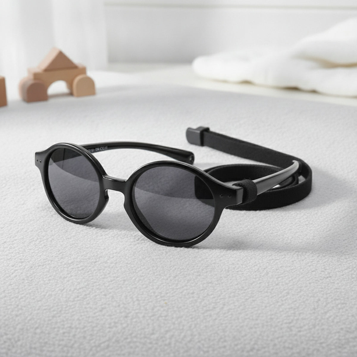 Lunettes de Soleil Bébé Polarisées UV avec Sangle - Noir (0-24 mois)