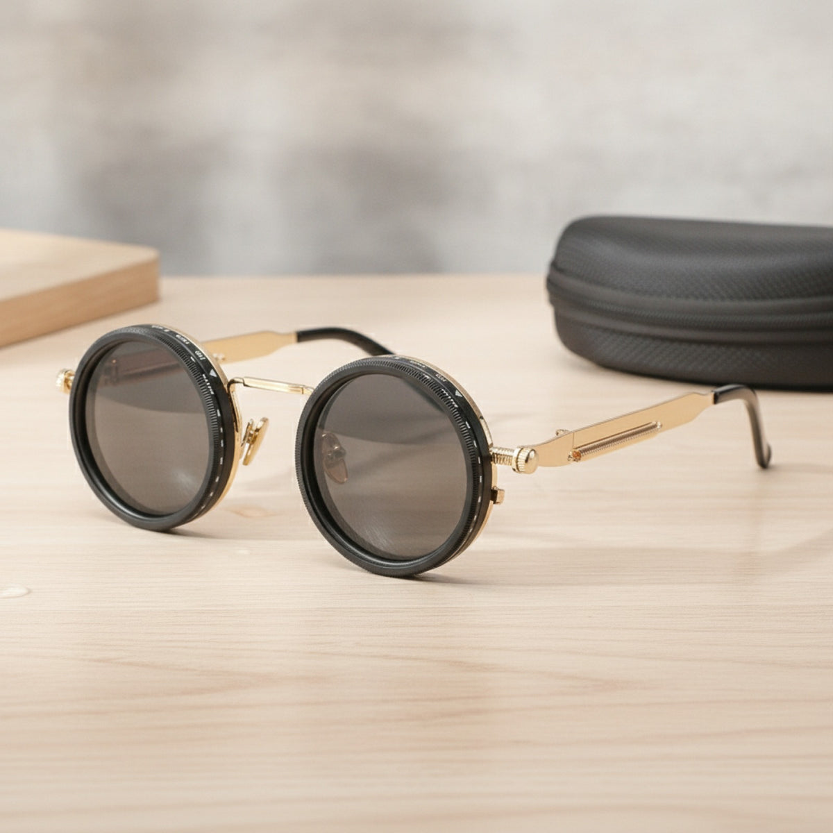 Lunettes de Soleil Polarisées pour Hommes et Femmes - Monture Dorée à Ressort