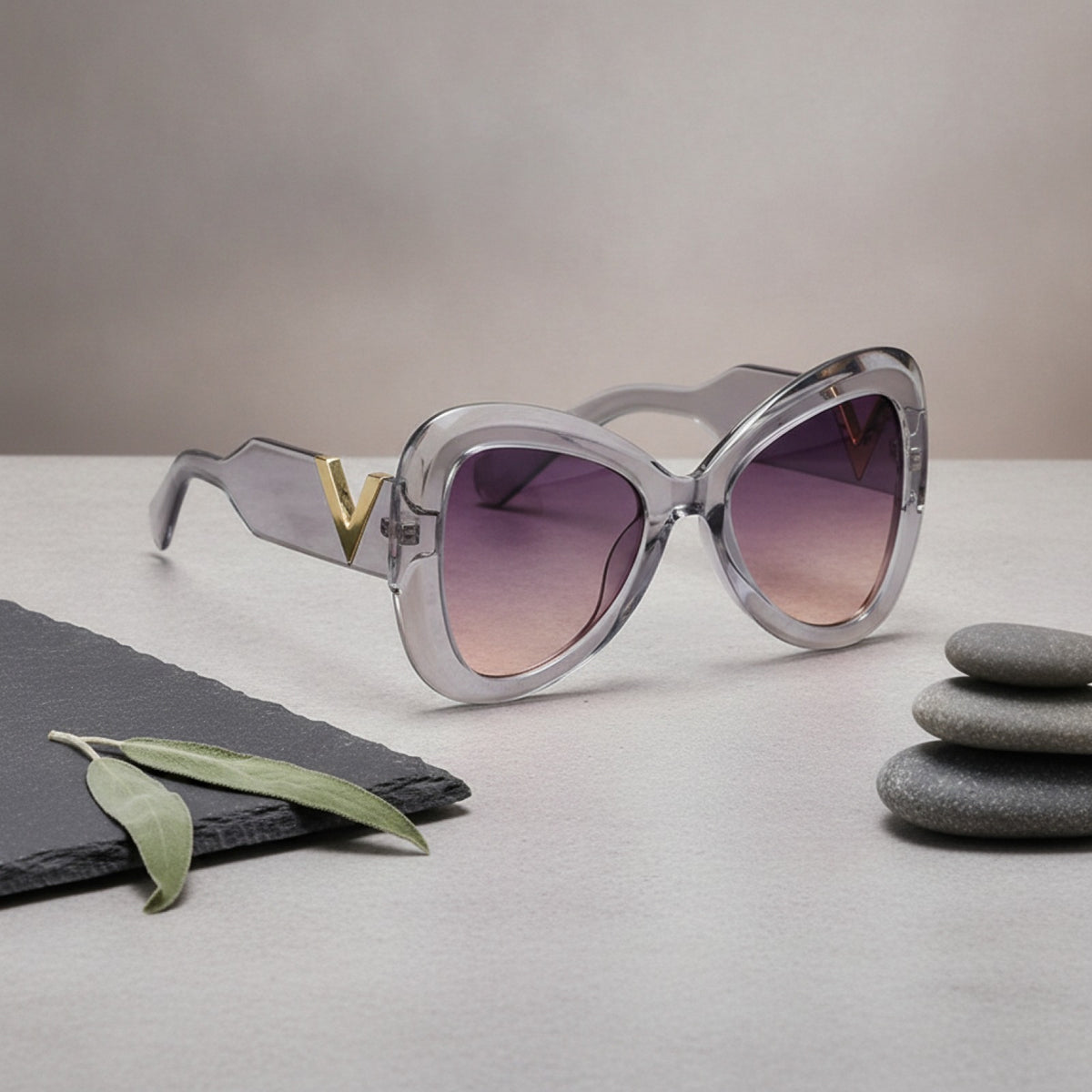 Lunettes De Soleil Papillon Œil de Chat - Gris Violet