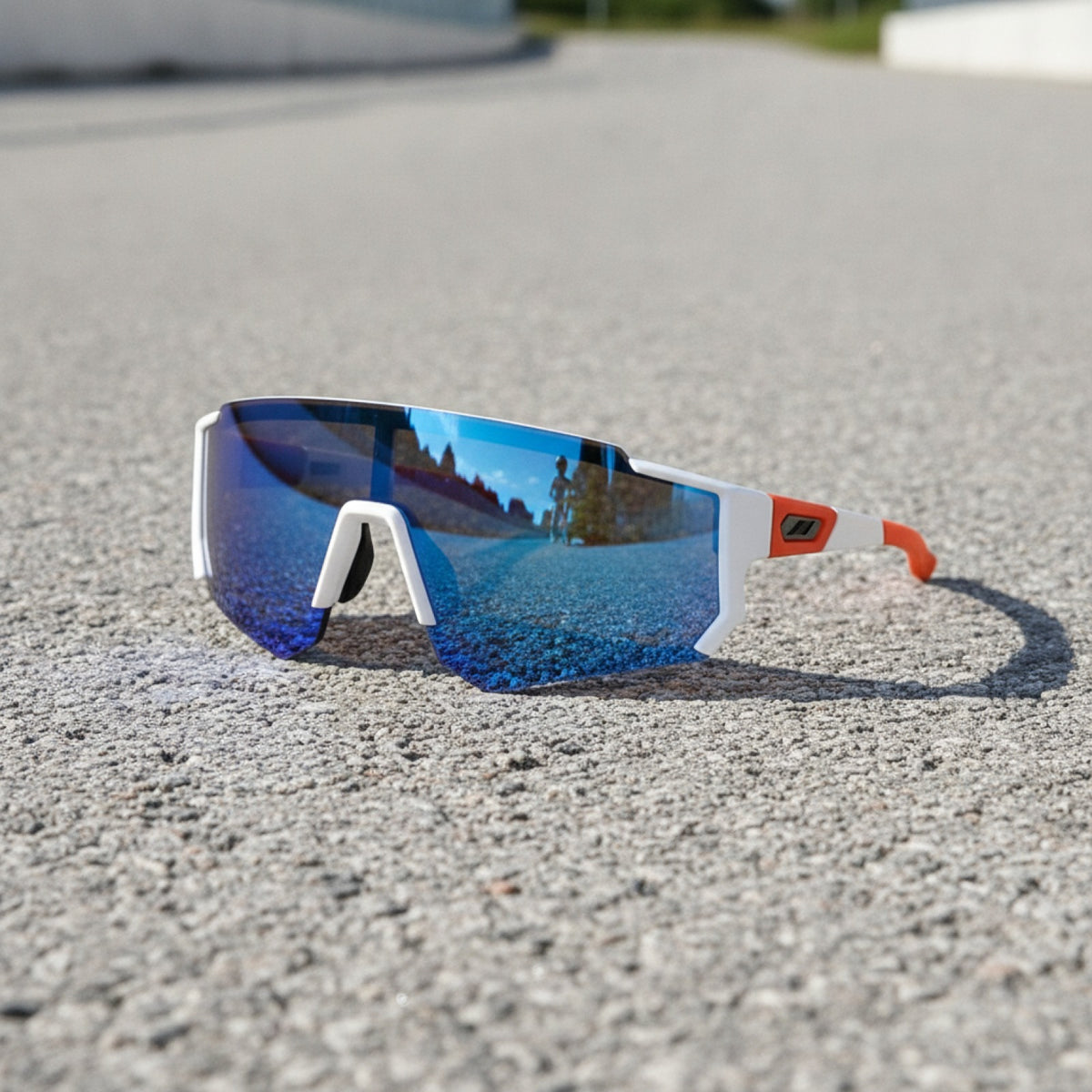 Lunettes de Soleil Cyclisme Enfant - Blanc et Bleu