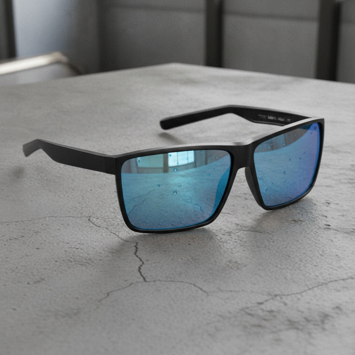 Lunettes De Soleil Sports - Homme - Monture Ultralégère - Style Surdimensionné Noir Et Bleu
