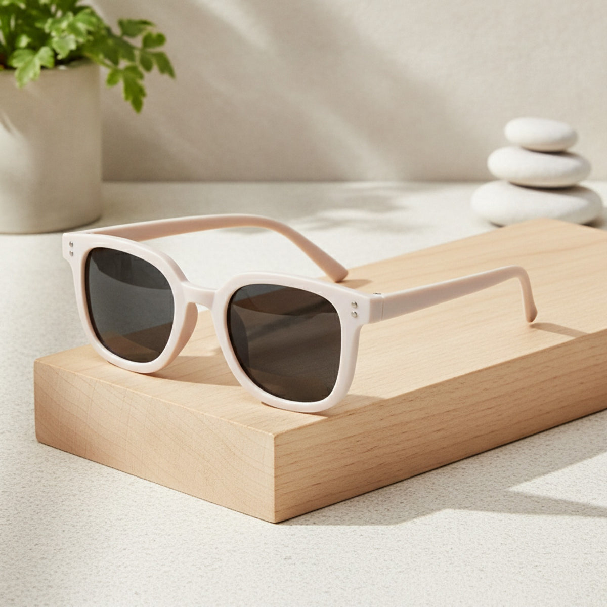 Lunettes de soleil enfant Carrées Protection Solaire - Tendance - Beige