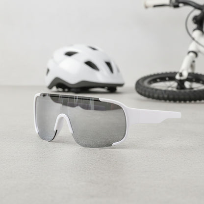 Lunettes de soleil de cyclisme enfant blanc argenté