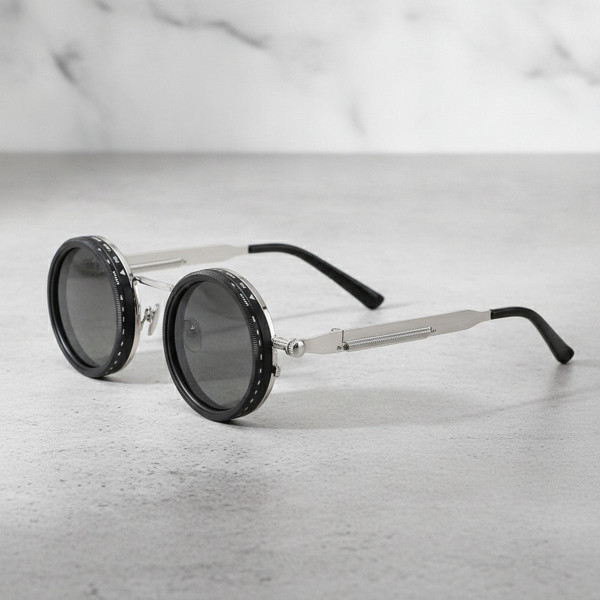 Lunettes de Soleil Polarisées Rondes pour Homme et Femme - Cadre Argenté