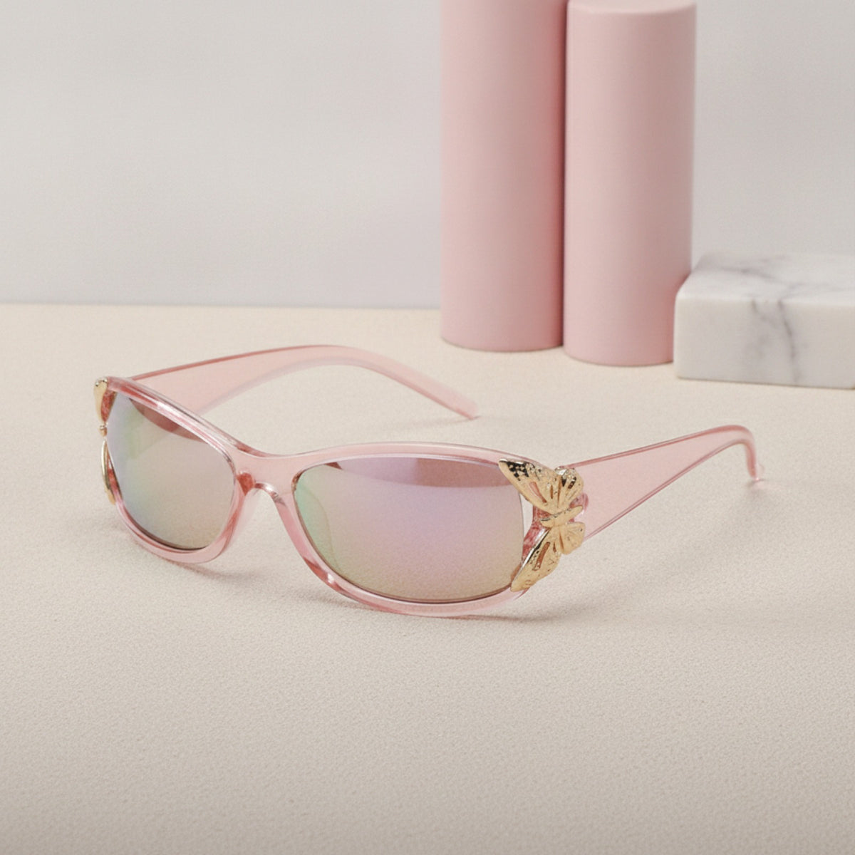 Lunettes De Soleil Papillon Irisées Tendance - Modèle - Rose
