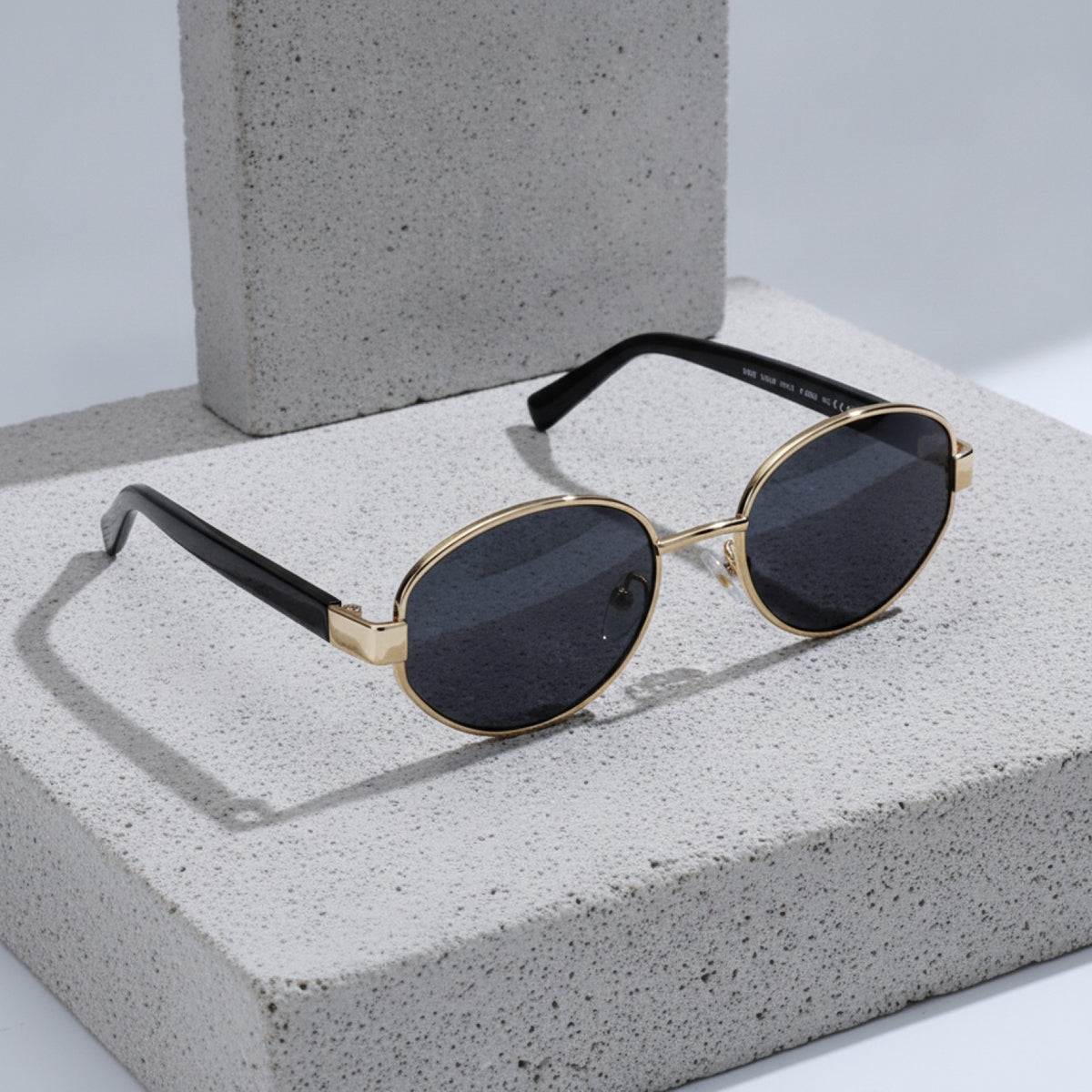 Lunettes De Soleil Ovales Rétro Vintage En Métal Pour Hommes Et Femmes - Doré Gris