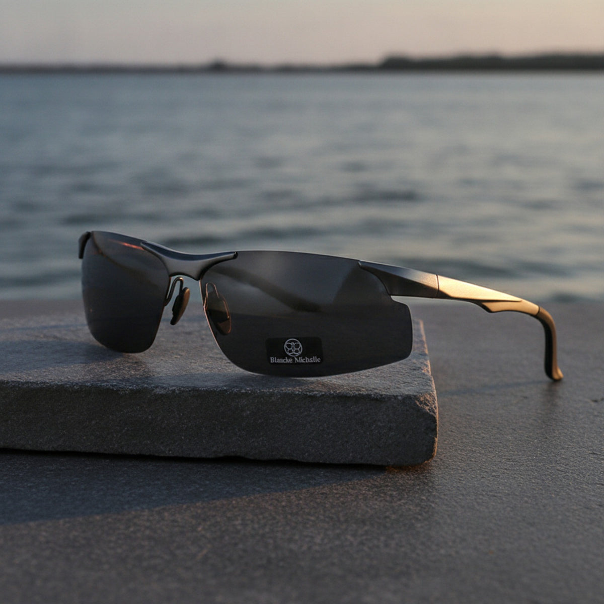 Lunettes De Soleil Polarisées En Aluminium Pour Hommes - Gris Noir