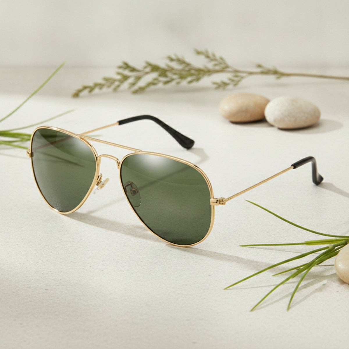 Lunettes de soleil enfant pilote polarisées - Monture métal Or vert foncé
