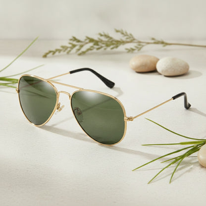 Lunettes de soleil enfant pilote polarisées - Monture métal Or vert foncé