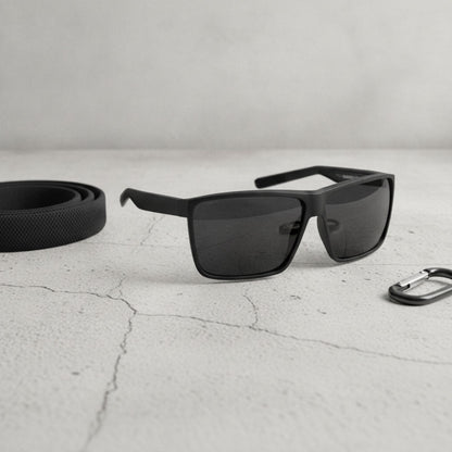 Lunettes De Soleil Sport Homme - Monture Ultra Légère, Style Surdimensionné - Noir Et Gris
