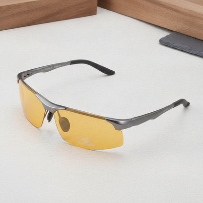 Lunettes De Soleil Polarisées Homme Aluminium Sans Monture - Gris Jaune