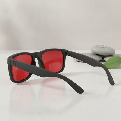 Lunettes De Soleil Polarisées Rectangulaires Pour Hommes Et Femmes - Rose Et Rouge