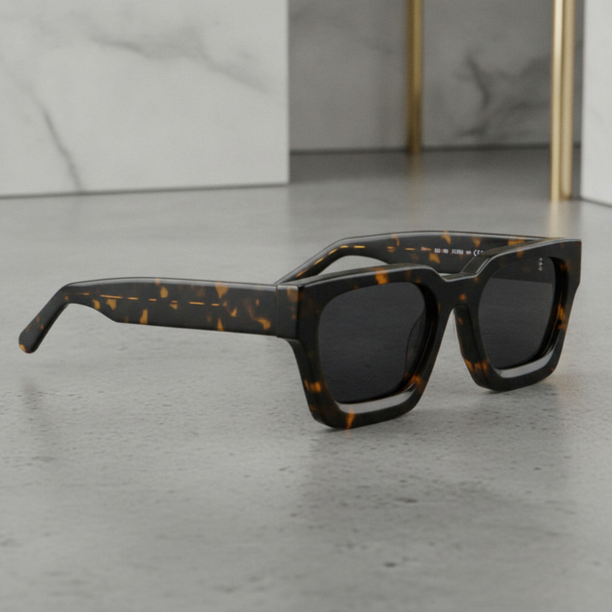 Lunettes De Soleil Rectangulaires Polarisées Acétate Luxe - Gris Léopard