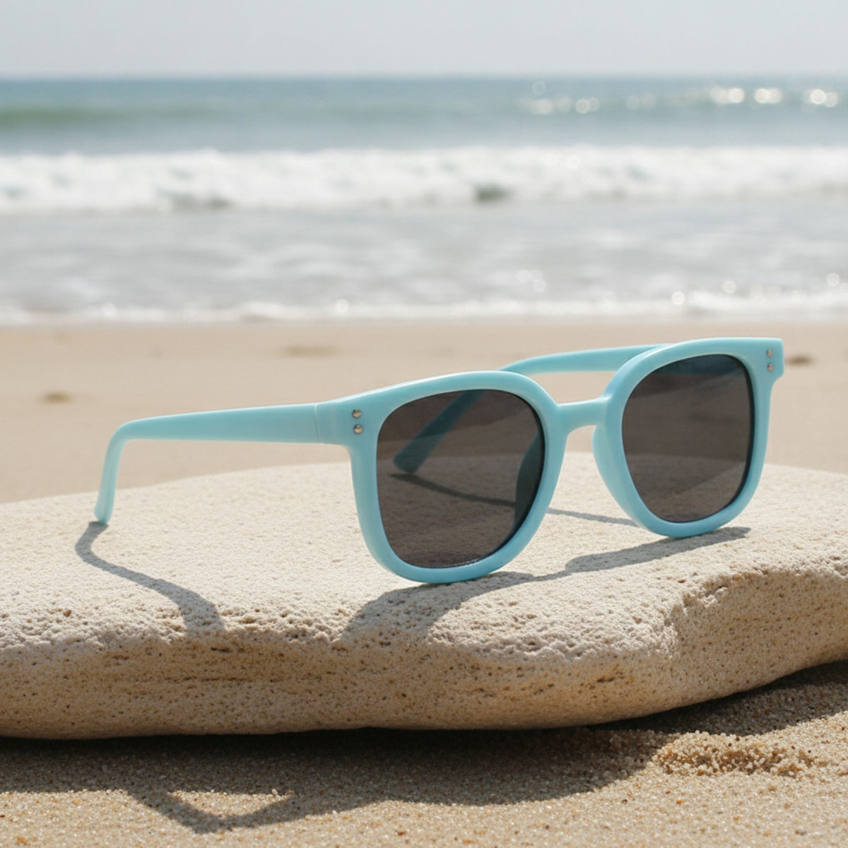 Lunettes De Soleil Enfant Carrées Protection UV - Bleu Vif