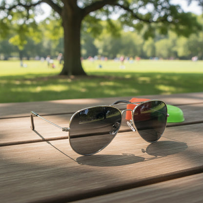 Lunettes de Soleil Enfant Pilote - Cadre Métal Argent Noir
