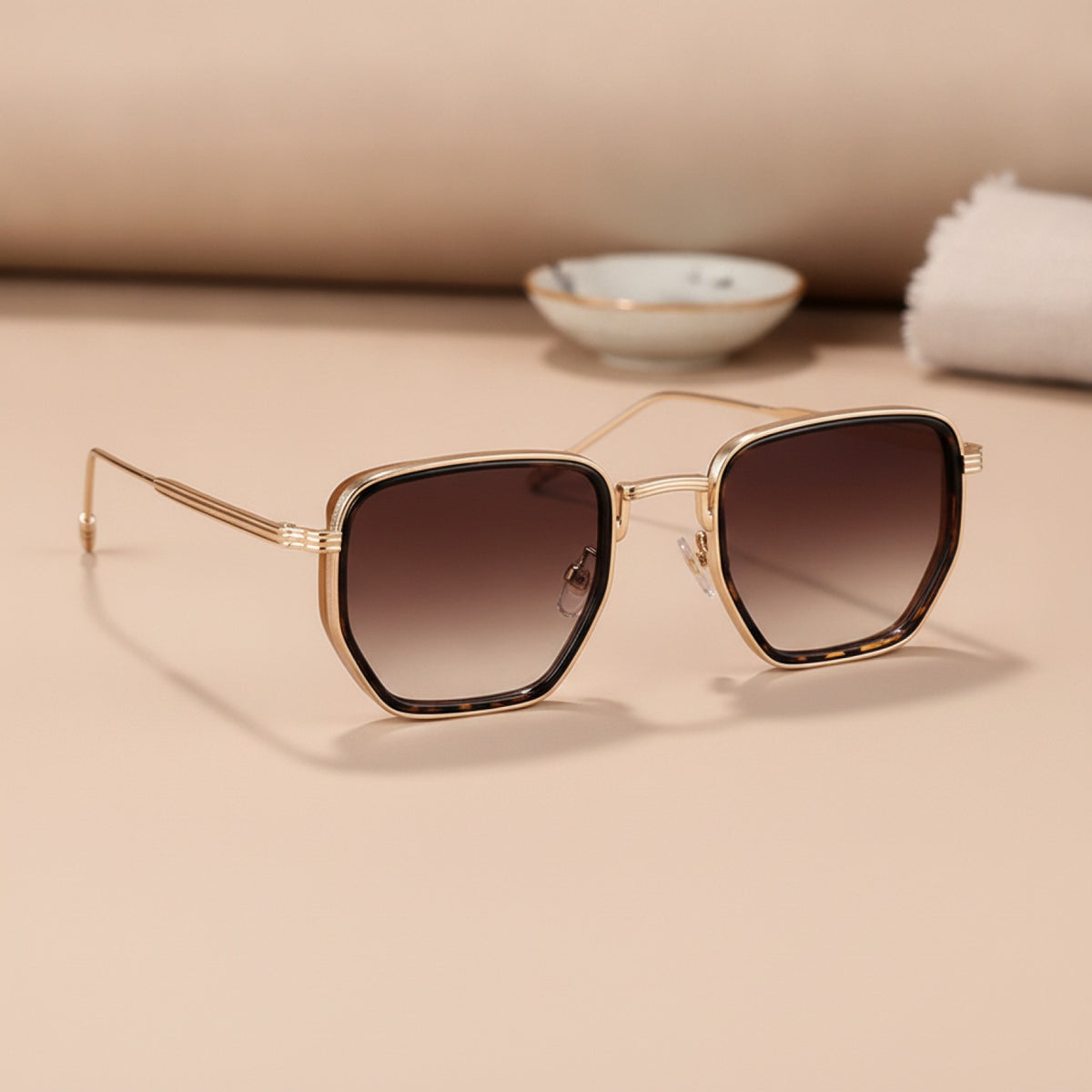 Lunettes De Soleil Carrées Rétro Vintage Métal - dégradé