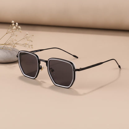 Lunettes De Soleil Carrées Rétro Vintage - Monture Métal Argentée, Verres Dégradés