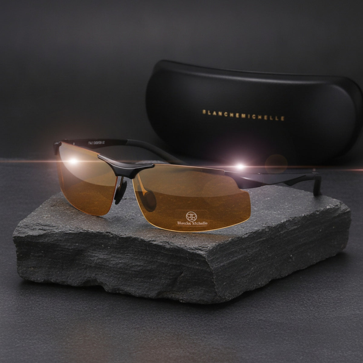 Lunettes De Soleil Polarisées Pour Hommes : En Aluminium - Idéales Pour Le Sport Et La Conduite - Noir Jaune