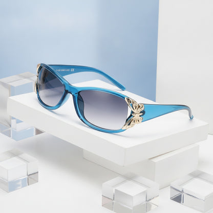 Lunettes De Soleil Papillon Irisées Bleu - Tendance - Protection Anti-éblouissement