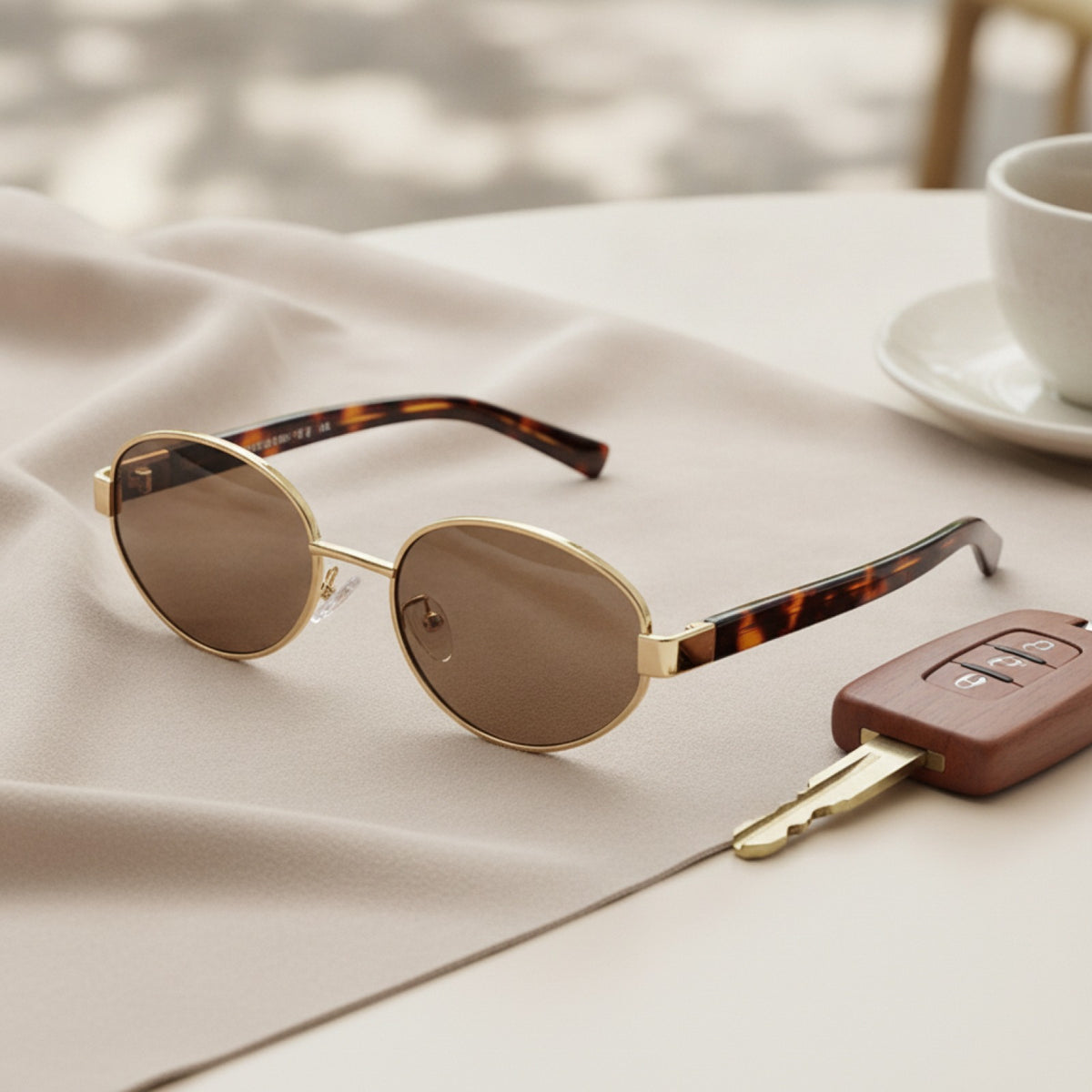 Lunettes De Soleil Vintage Ovale Et Luxe - Monture Métal & Verres  Doré