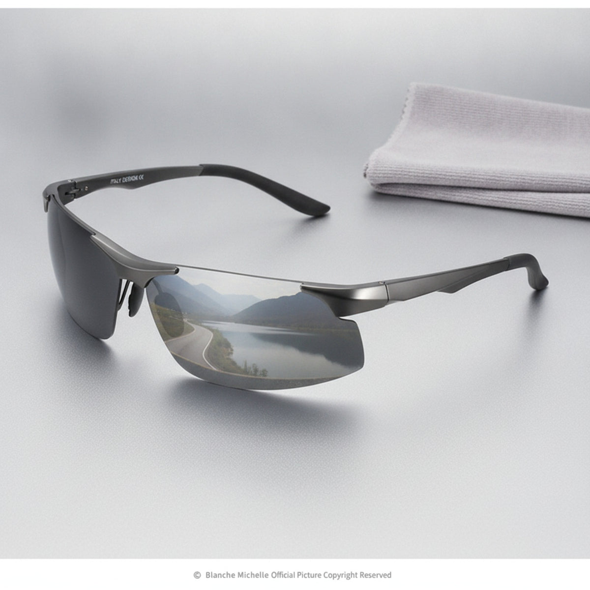 Lunettes De Soleil Polarisées En Aluminium Pour Hommes - Gris Noir