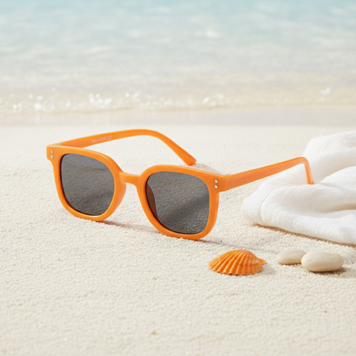 Lunettes de soleil carrées Protection UV pour enfants - Style tendance pour activités extérieures - Orange