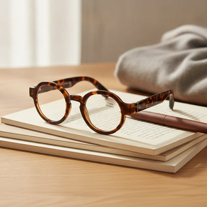 Lunettes de Lecture Vintage - Monture Ronde Épaisse Marron - Pour Hommes et Femmes