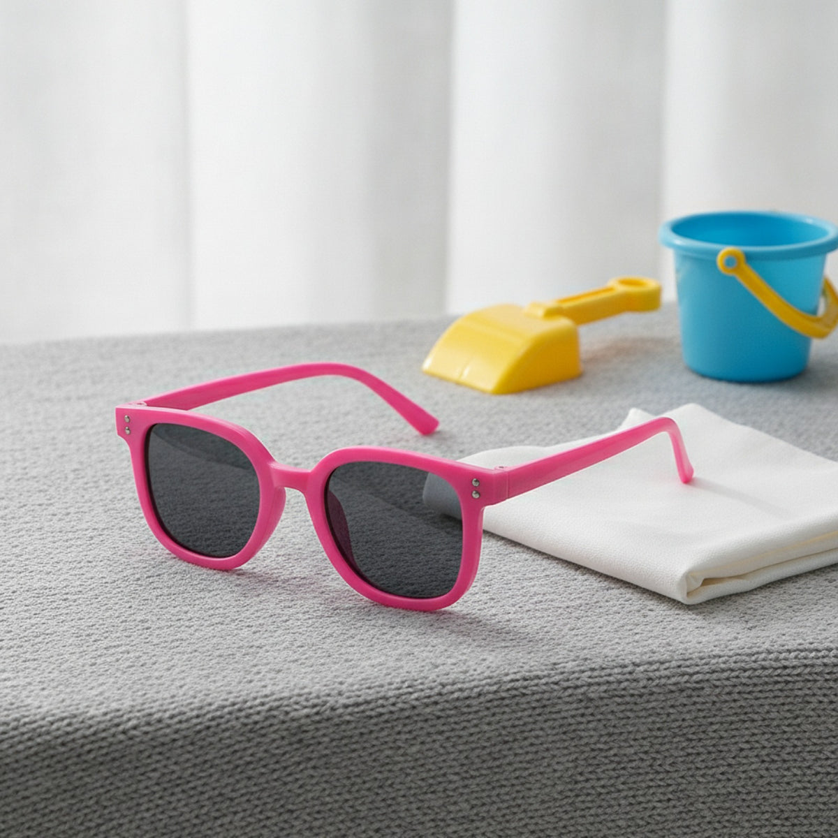 Lunettes De Soleil Carrées Protection UV Pour Enfants - Rose Rouge