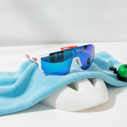 Lunettes de Soleil Cyclisme Enfant - Blanc et Bleu