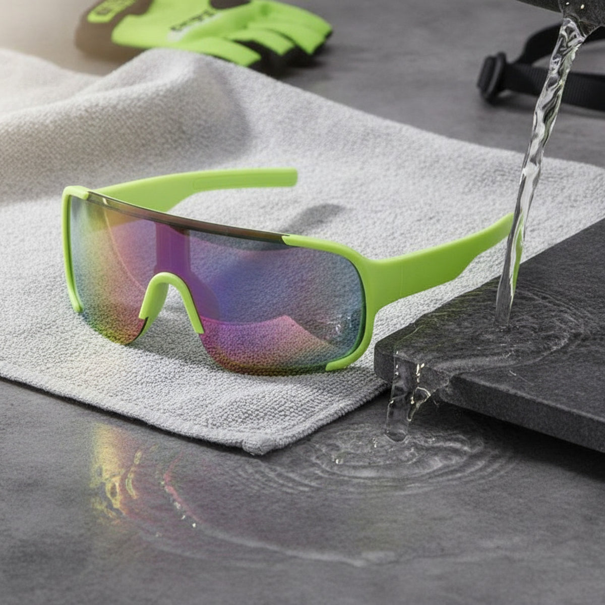 Lunettes de Soleil Cyclisme Enfant - Vert Jaune