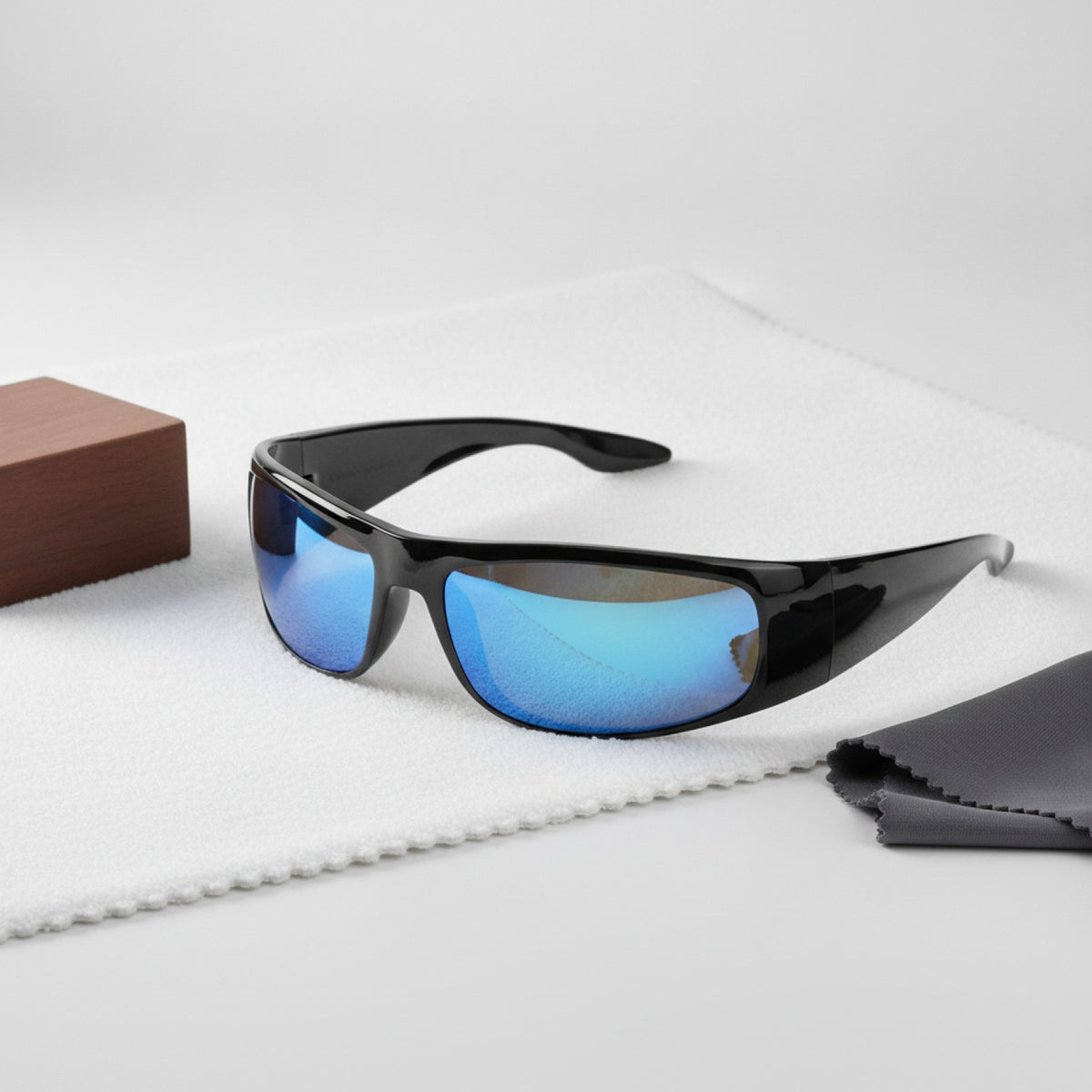 Lunettes De Soleil Homme Ovale - Noire Et Bleu