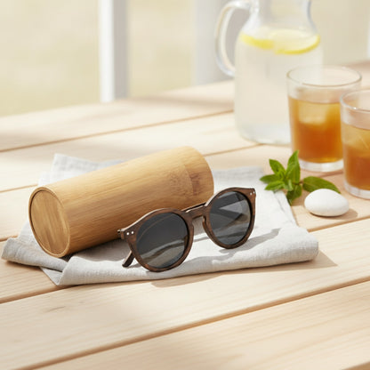 Lunettes De Soleil Vintage Rondes Œil De Chat En Bois - Mixe, Verres Polarisés