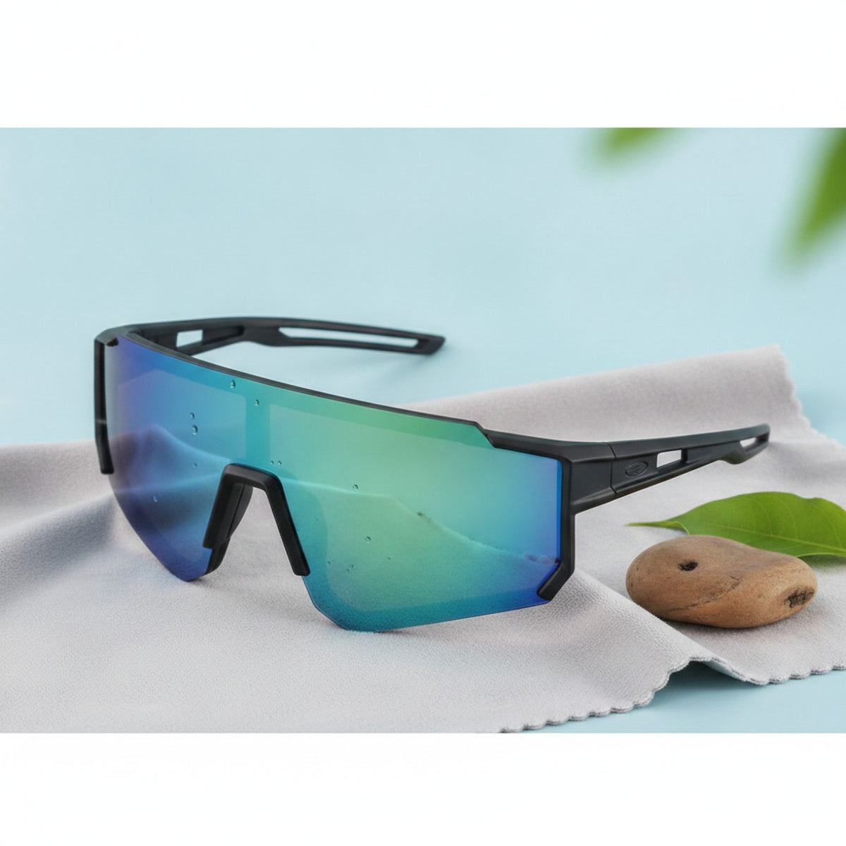 Lunettes de Soleil Cyclisme Enfant Anti-UV Coupe-Vent - Noir Bleu