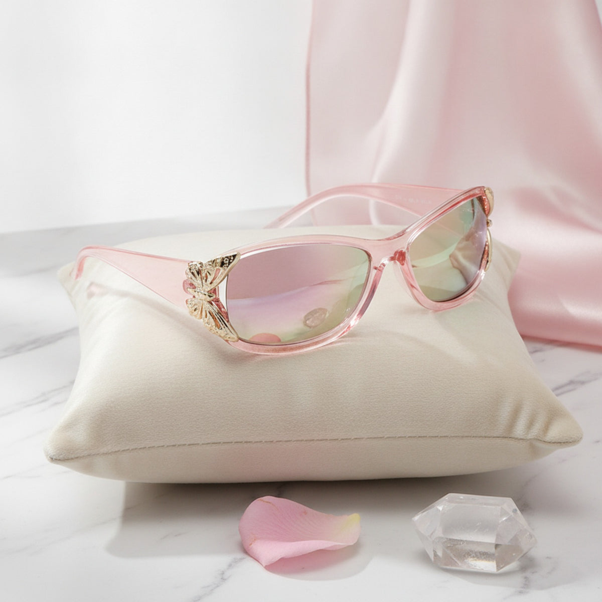 Lunettes De Soleil Papillon Irisées Tendance - Modèle - Rose