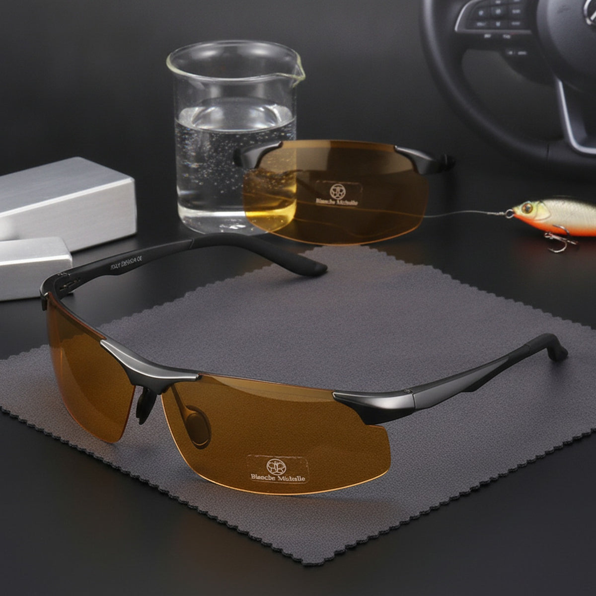 Lunettes De Soleil Polarisées Homme Aluminium Sans Monture - Gris Jaune