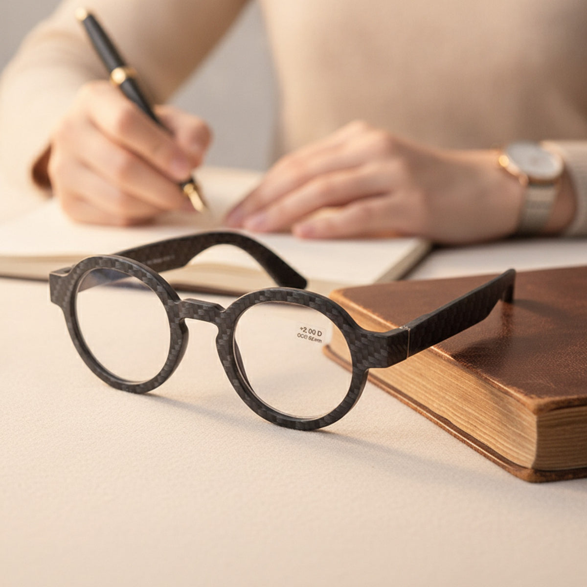 Lunettes de Lecture Vintage Rondes pour Hommes et Femmes - Monture Épaisse -  Grise